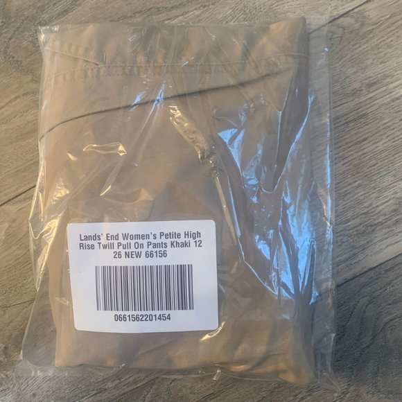 NWT LANDS' END WOMEN'S PETITE HIGH RISE TWILL PULL ON PANTS KHAKI 12PX26 - Picture 5 of 7